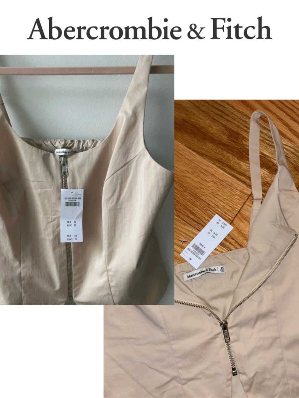 A&F Beige Zip-Up Vest Top | XS | NWT
